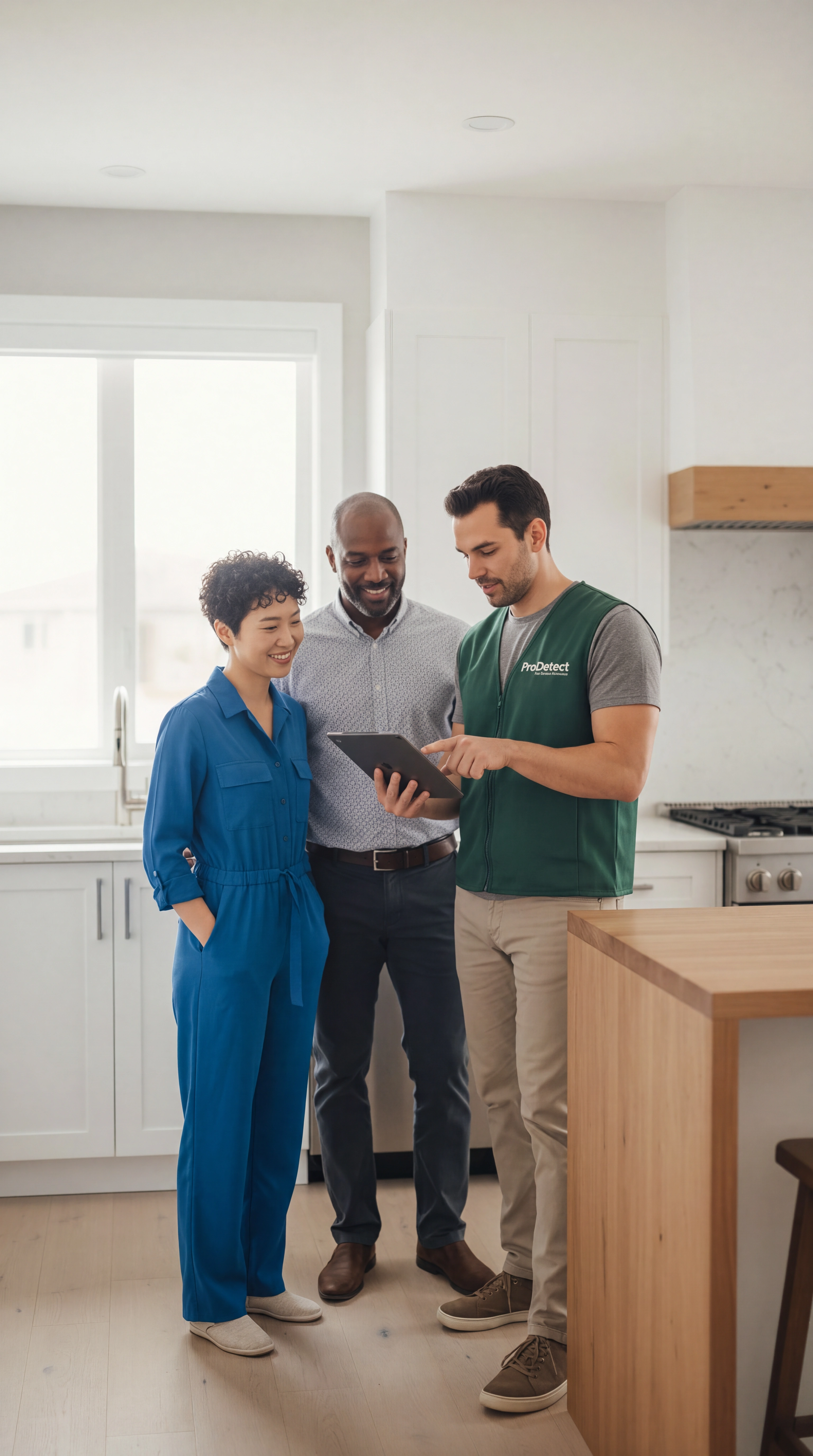 An inspector explaining information to homeowners