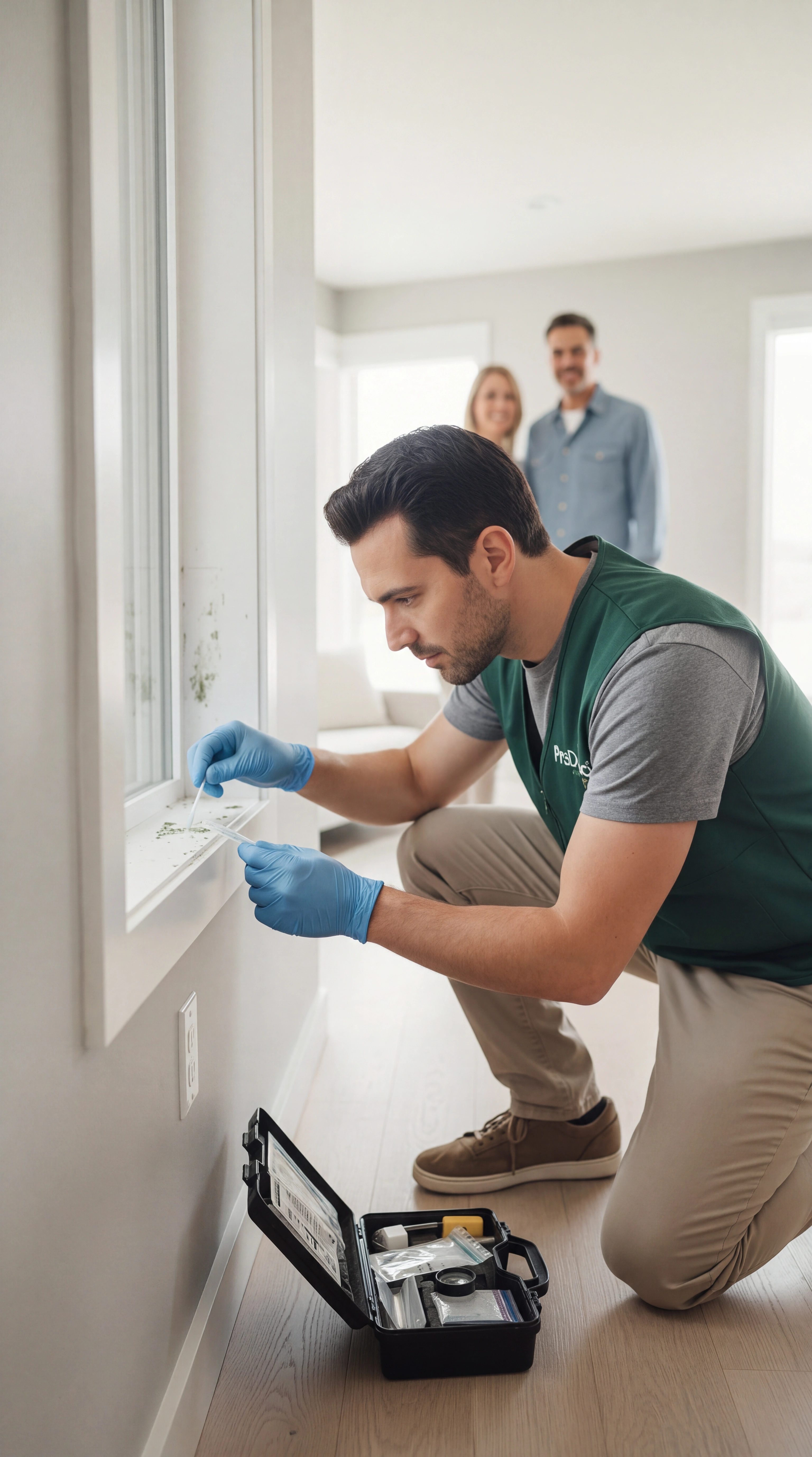 An inspector collecting a surface sample