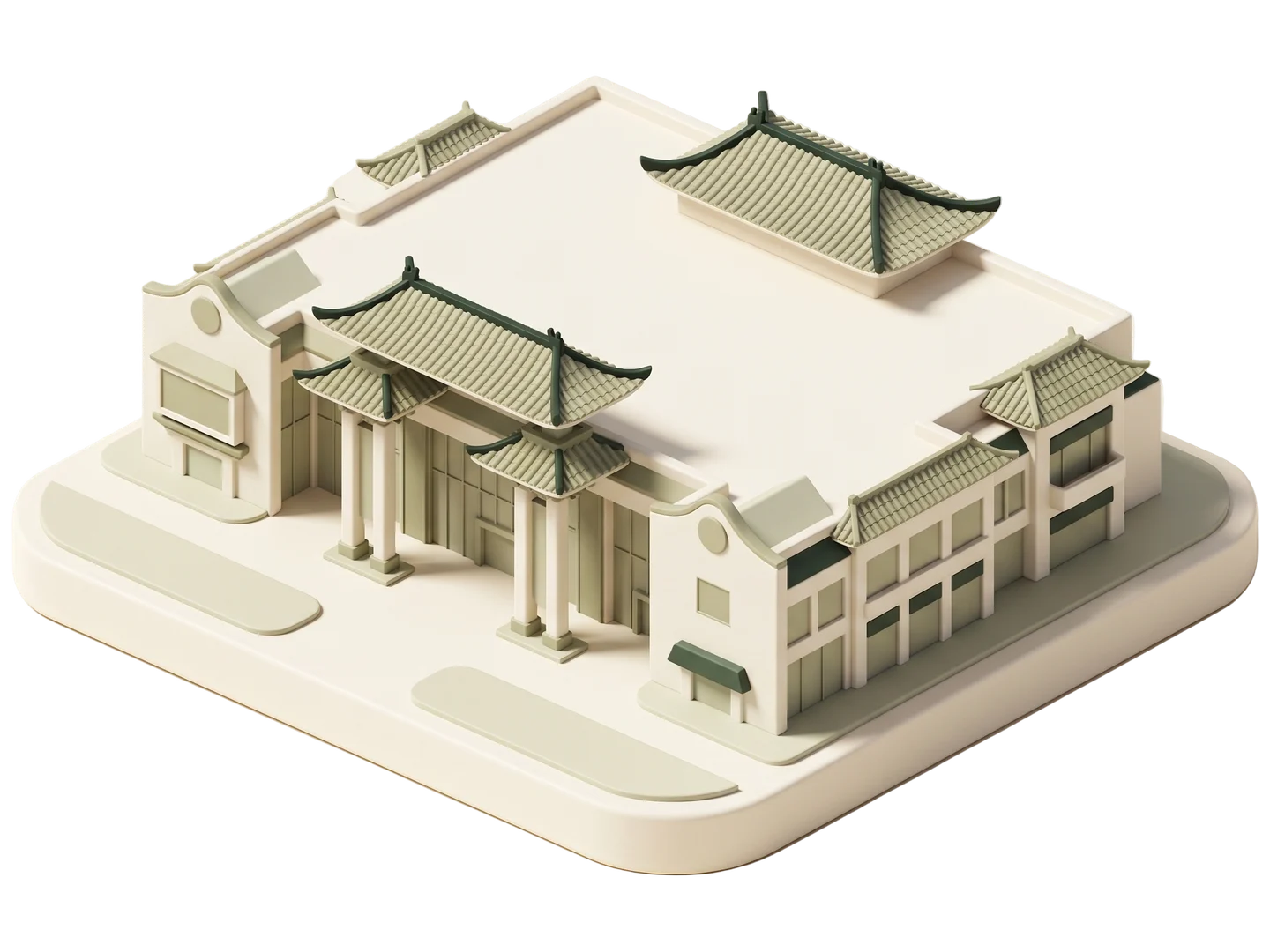 A sage and ivory clay-style illustration of Little Saigon in Westminster