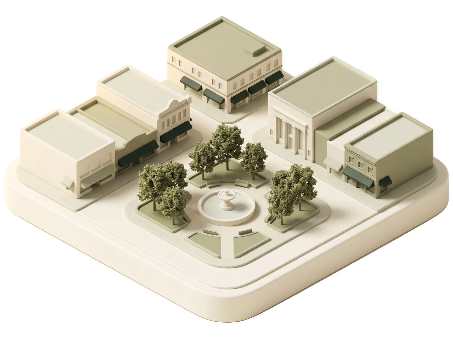 A sage and ivory clay-style illustration of Old Towne Orange in Orange