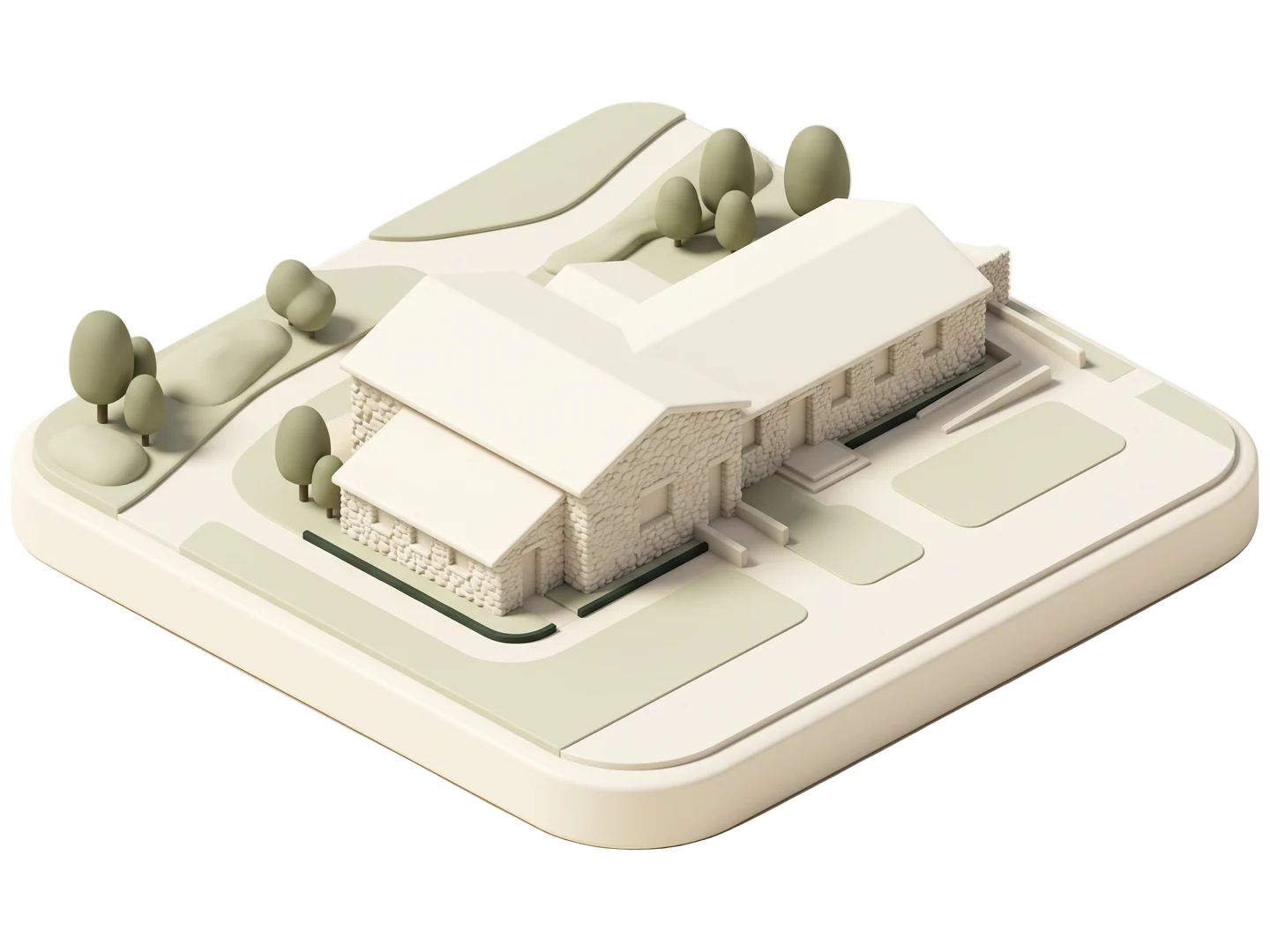 A sage and ivory clay-style illustration of Stonehurst Recreation Center in Sun Valley