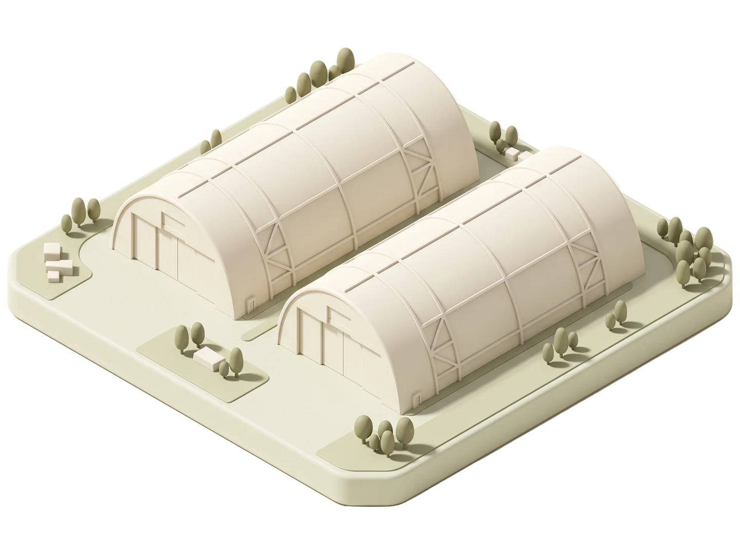 A sage and ivory clay-style illustration of Tustin Legacy in Tustin